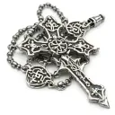 rosary with chrome hearts cross wrapped tattoo design idea