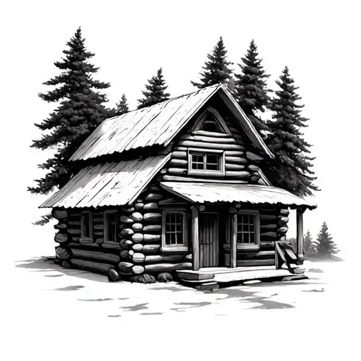 Log Cabin tattoo design idea