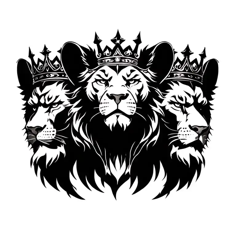 Warriors with a leon with a crown tattoo design idea