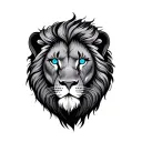 lion cross blue eyes tattoo design idea