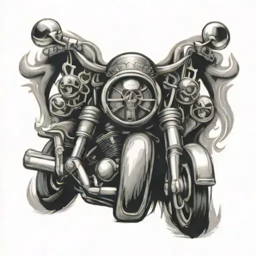 harley davidson tatoo by the arm with skulls tattoo design idea