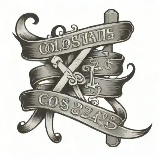 colossians 3:23 cursive with a cross  tattoo design idea