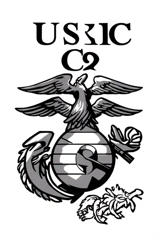 usmc logo merged with cia logo incorporated tattoo design idea