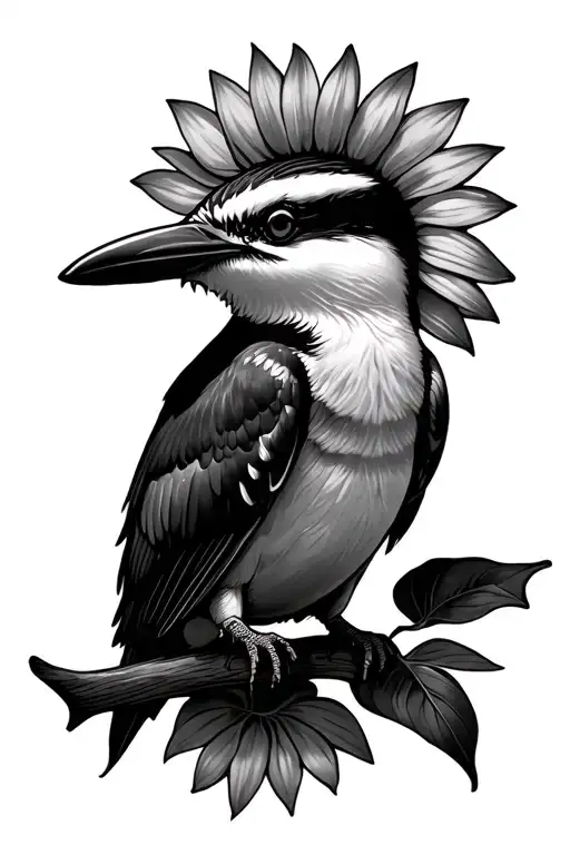 kookaburra sunflower shark tattoo design idea