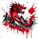 welsh dragon and mountain scene tattoo design idea