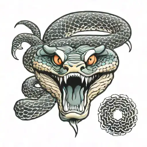 Snake wirh sasukes eyes staring tattoo design idea