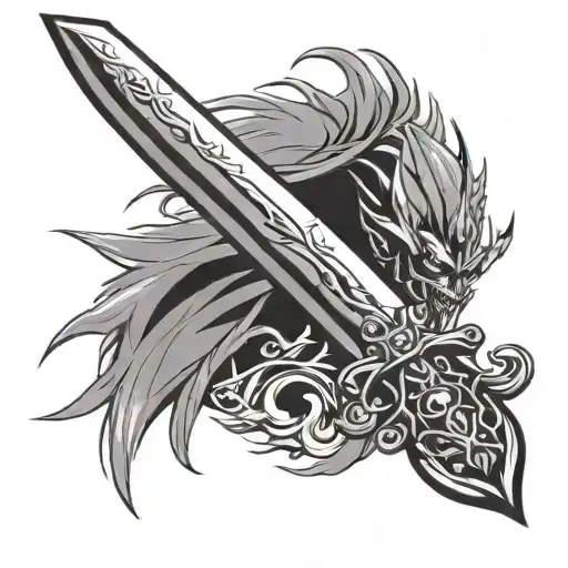 ichigo bankai sword small tatto a finger width tattoo design idea
