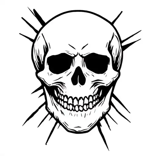 Funny skull flash tattoo design idea