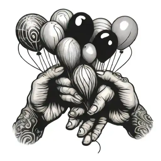 hand holding/releasing balloons  tattoo design idea