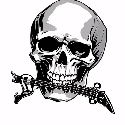 Black Skull Rockstar tattoo design idea