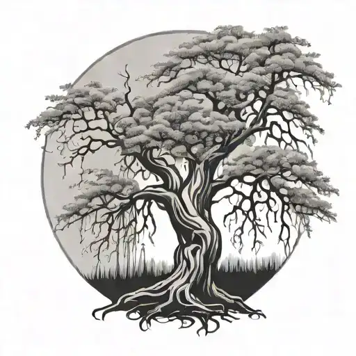 gothic willow tree tattoo design idea