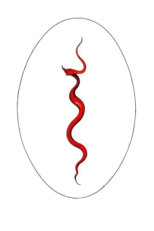 half moon with wrapped red snake outline tattoo tattoo design idea