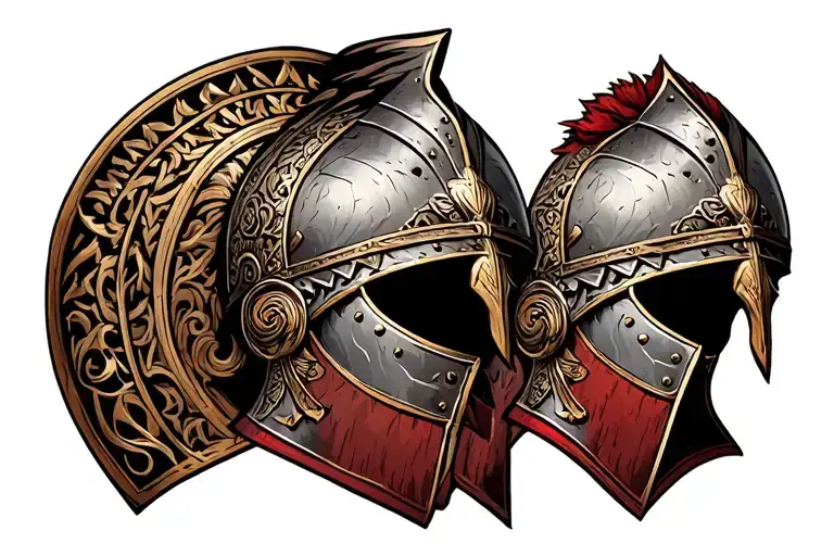Anglo Saxon warrior helmet tattoo design idea