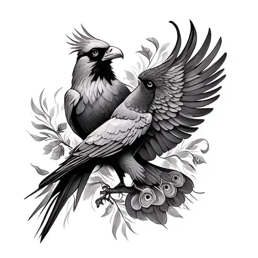 cardinal, eagle, holy spirt dove, peacock tattoo design idea