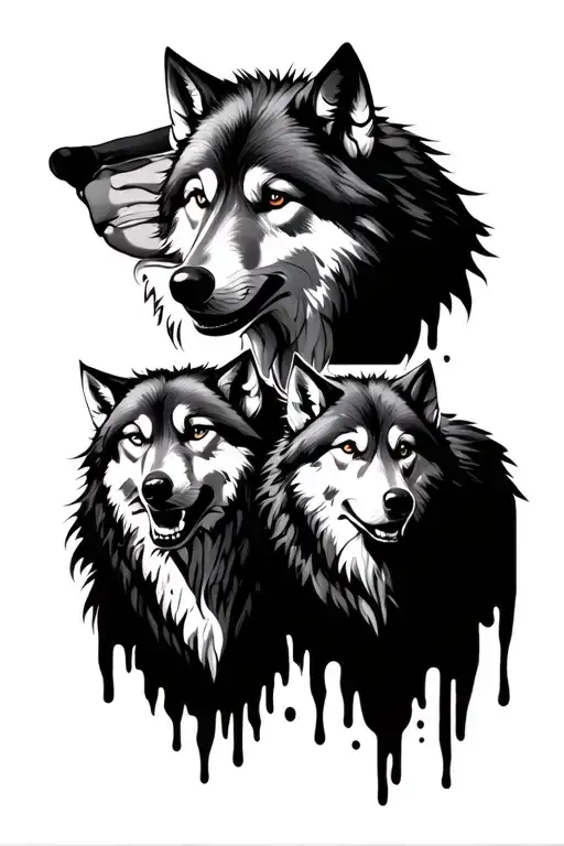 dad and son wolf oldschool tattoo design tattoo design idea
