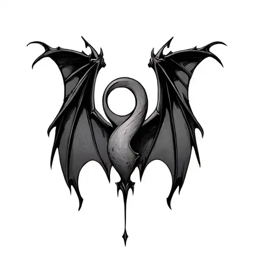 gothic semicolon bat wings tattoo design idea