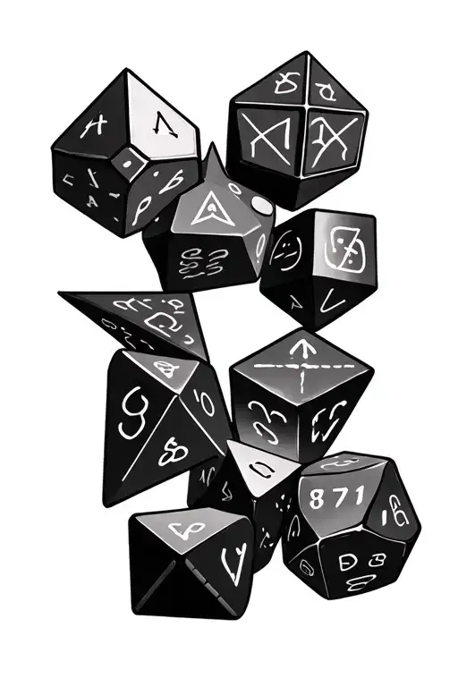 D&D dice set tattoo design idea
