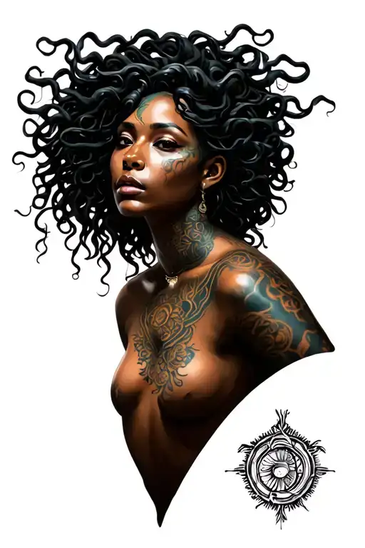 African Medusa tattoo design idea