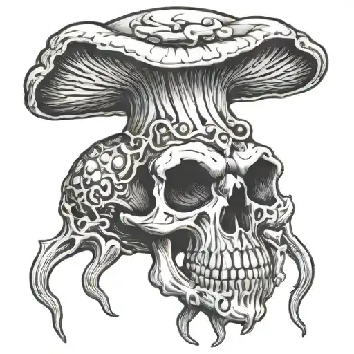 Mushroom Skull tattoo design idea
