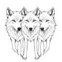 three wolves front view tattoo design idea