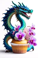Dragon themed cupcake tower with intricate orchid decorations tattoo design idea