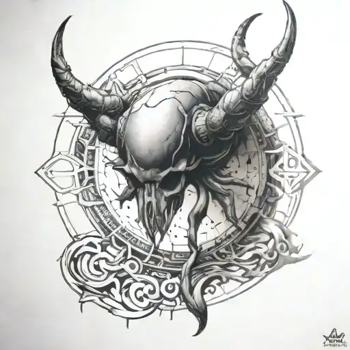 cosmic, zodiac cancer, Baalbek, nephilim tattoo design idea