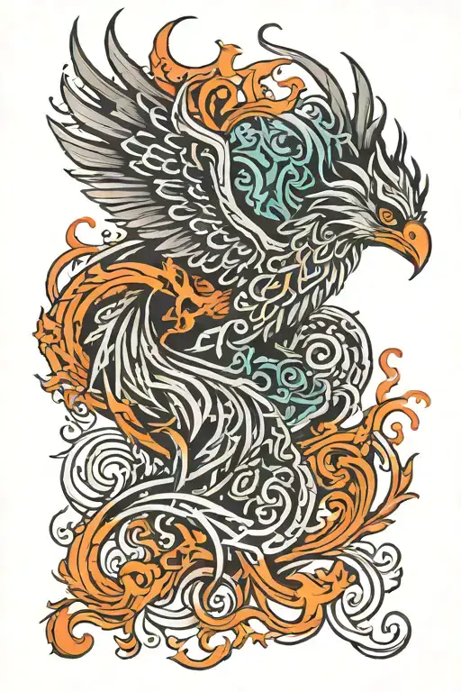 celtic phoenix rising tattoo design idea