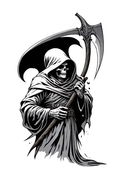 grim reaper with scythe tattoo design idea