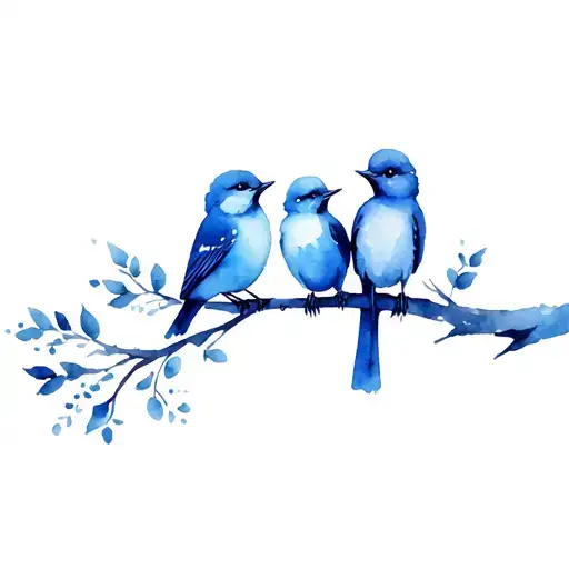3 birds on a branch symbolizing 3 kids tattoo design idea