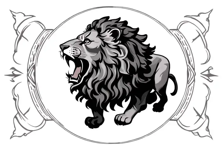 leo zodiac sign lion roaring tattoo design idea