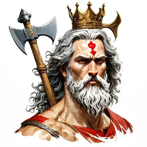 mars roman god of war with crown and axe stuck tattoo design idea
