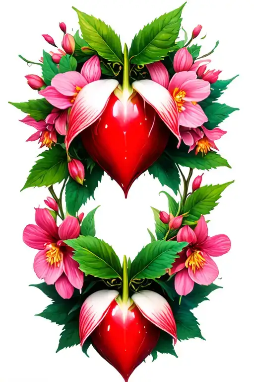stars bleeding heart flowers intertwined tattoo design idea