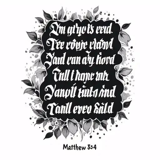 Matthew 6:34 verse written tattoo design idea