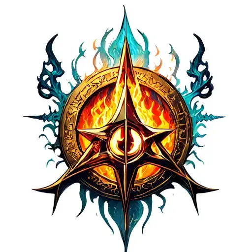 warlock symbol incorporating elements tattoo design idea