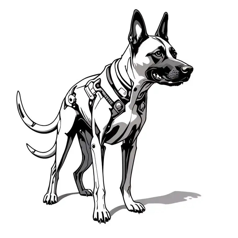 biomechanical Belgian malinois tattoo design idea