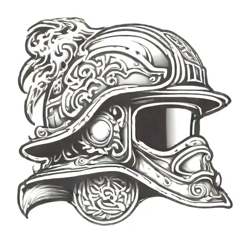 fire helmet tattoo design idea