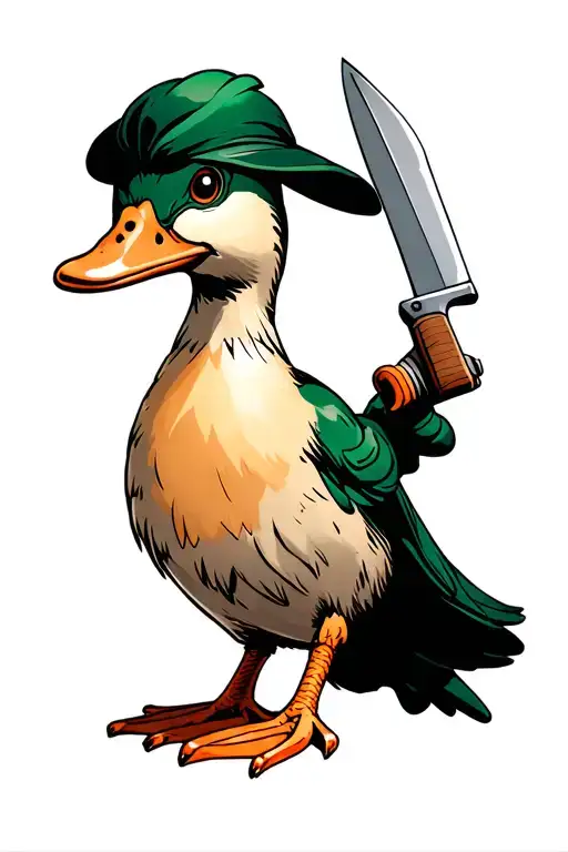 duck with a knife tattoo design idea