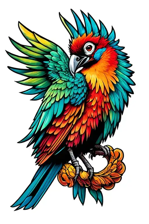 Cyberpunk Quetzel bird tattoo design idea