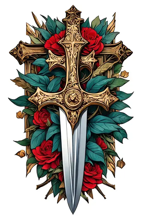 sword and cross in the middle  tattoo design idea