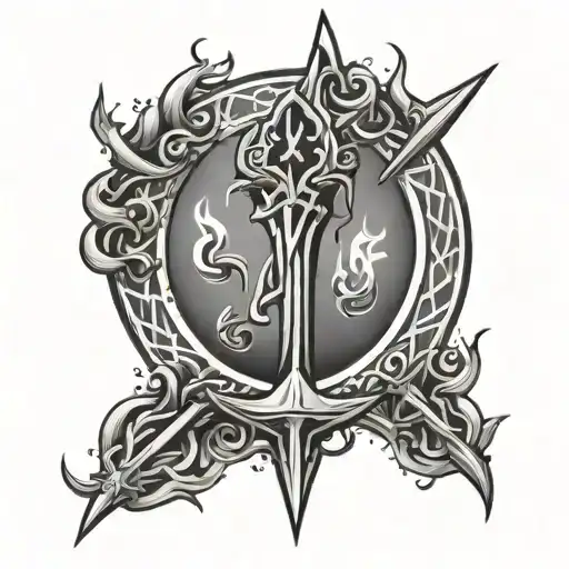 shivas trident with light shining tattoo design idea