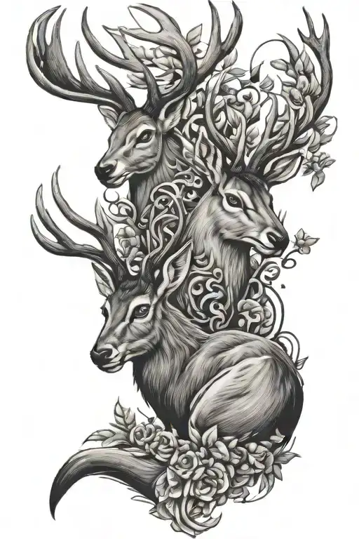 stag and hare tattoo design idea