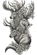 stag and hare tattoo design idea