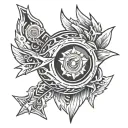 sharp eyes with an arrow accross (like Flame Sagittario's logo from Beyblade) tattoo design idea