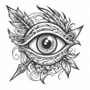 sharp eyes with an arrow accross (like Flame Sagittario's logo from Beyblade) tattoo design idea