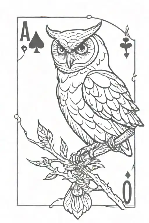 owl, ace of spades, roman catholic, Australia  tattoo design idea
