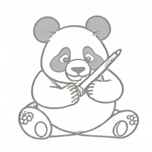 panda holding a book while giving a thumbs up tattoo design idea