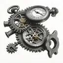 pocket watch with broken minute hand and gears tattoo design idea
