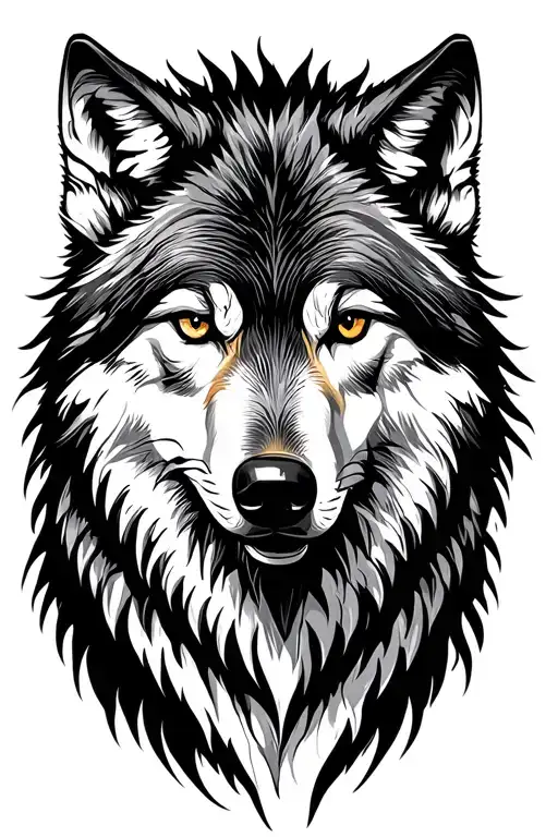 wolf looking forward tattoo design idea
