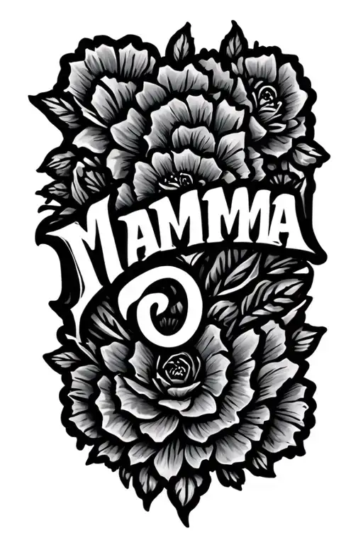 Mamma Text name tattoo design idea
