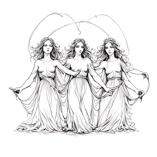three fates spinning the thread tattoo design idea